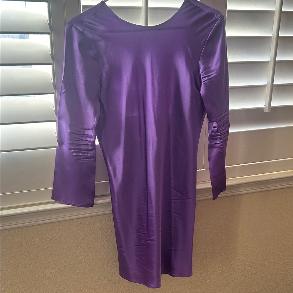 Amanda Uprichard Satin Lilac Backless Dress - Picture 13 of 15
